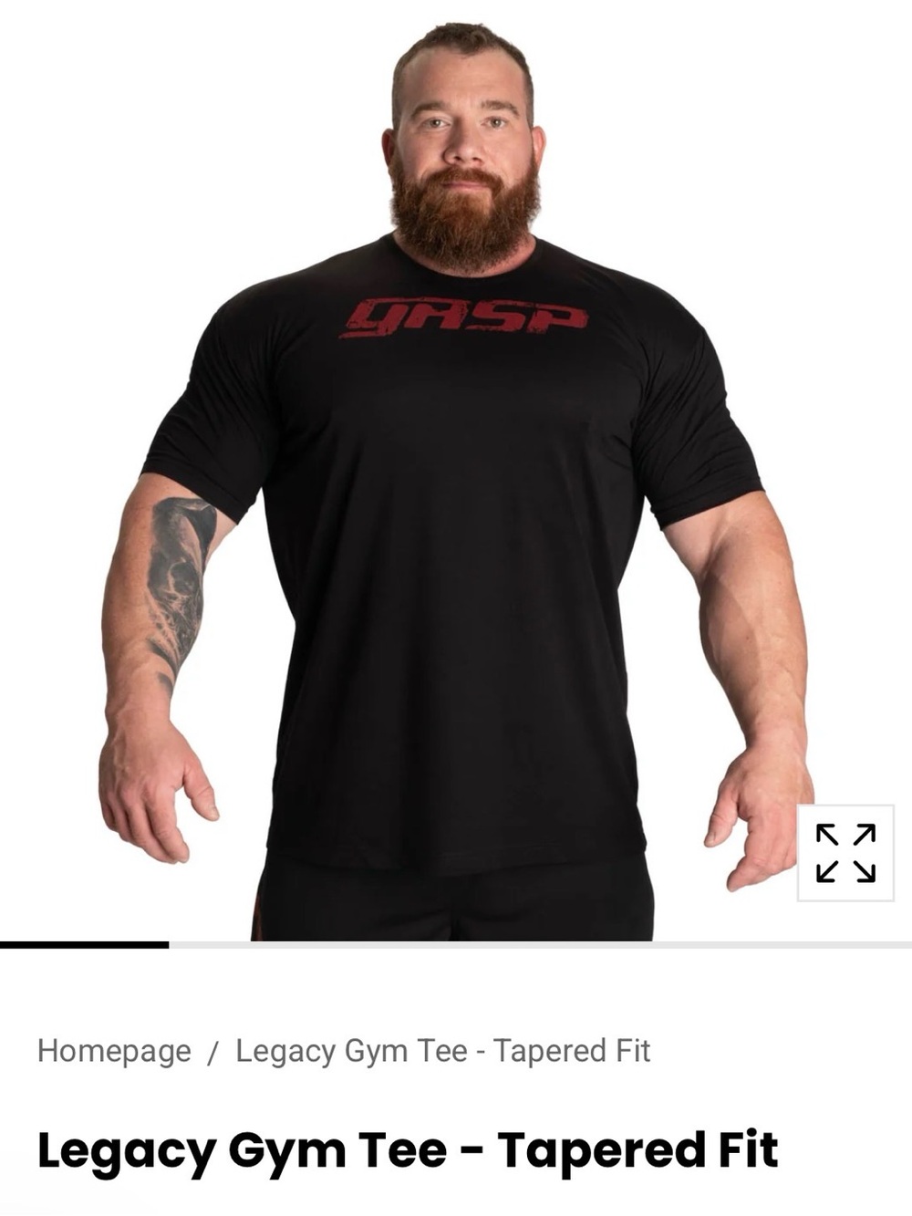 GASP Legacy Gym Tee - Black with Red Logo, Mens XXL